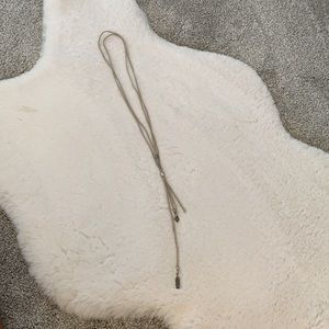 Cute leather and leaf lariat necklace